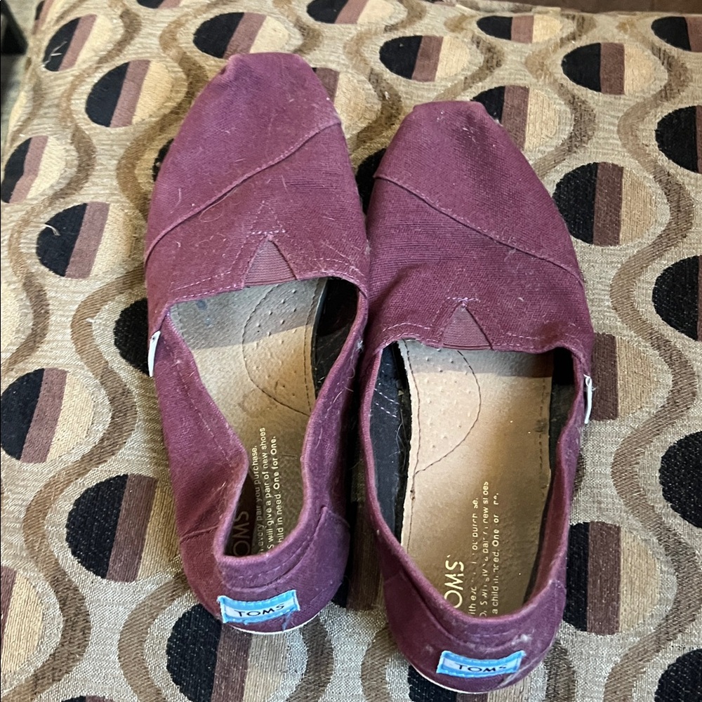 TOMS Maroon Canvas Slip-Ons